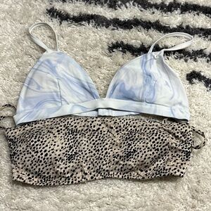Hollister White Marble and Brown Leopard Bikini Set